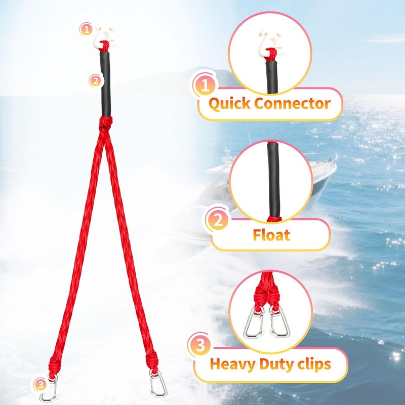 NIUTRIP Heavy Duty Boat Tow Harness for Tubing, Fits 4 Riders, Quick-Connect Clip for Easy Attachment, Durable Tow Rope for tubing - Image 5